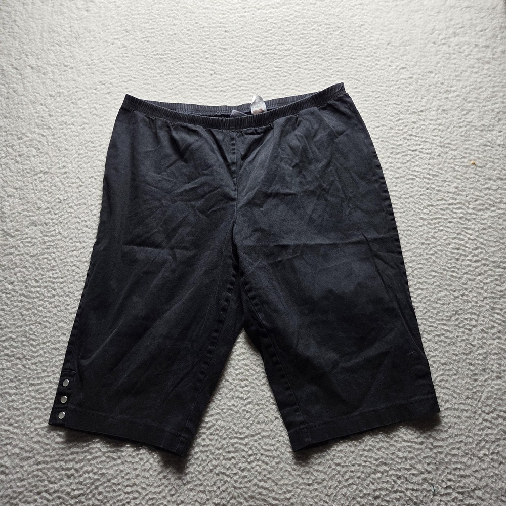 Just My Size Bermuda Shorts Womens 3X Black Twill Elastic Waist Casual Summer